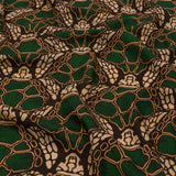 Linen and Rayon Woven - Green and Brown Abstracted Turtles - Turtle Cove Print - Mood Exclusive Palm Beach Collection