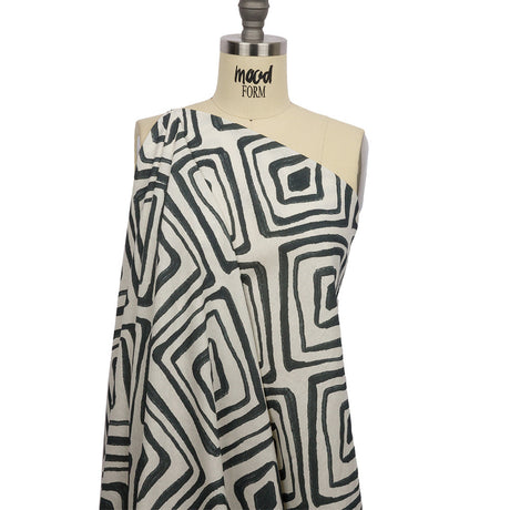 Linen and Rayon Woven - White Painted Diamonds - Sahara Summers Print - Mood Exclusive Palm Beach Collection