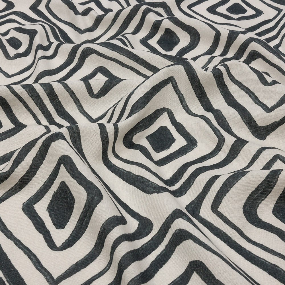 Linen and Rayon Woven - White Painted Diamonds - Sahara Summers Print - Mood Exclusive Palm Beach Collection