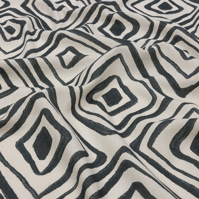 Linen and Rayon Woven - White Painted Diamonds - Sahara Summers Print - Mood Exclusive Palm Beach Collection