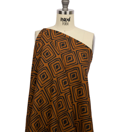 Linen and Rayon Woven - Brown Painted Diamonds - Sahara Summers Print - Mood Exclusive Palm Beach Collection