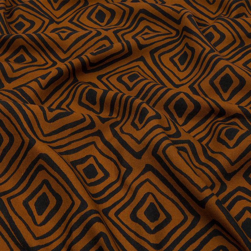 Linen and Rayon Woven - Brown Painted Diamonds - Sahara Summers Print - Mood Exclusive Palm Beach Collection