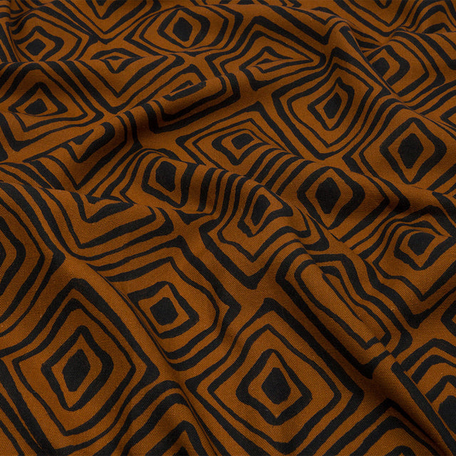 Linen and Rayon Woven - Brown Painted Diamonds - Sahara Summers Print - Mood Exclusive Palm Beach Collection
