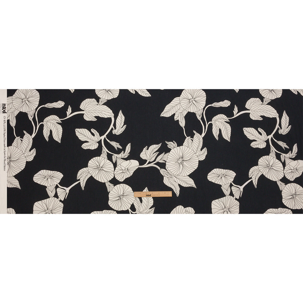 Linen and Rayon Woven - Black Floral - Floridian Nights Print - Mood Exclusive Palm Beach Collection