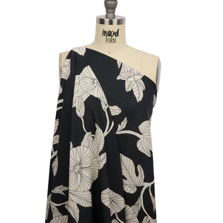 Linen and Rayon Woven - Black Floral - Floridian Nights Print - Mood Exclusive Palm Beach Collection