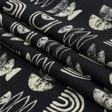 Linen and Rayon Woven - Black Rainbows and Geometrics - Cairn Caves Print - Mood Exclusive Palm Beach Collection