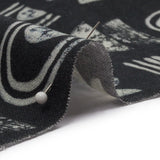 Linen and Rayon Woven - Black Rainbows and Geometrics - Cairn Caves Print - Mood Exclusive Palm Beach Collection