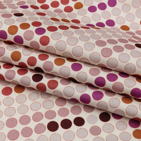 Stretch Cotton Sateen - Pink and Red Dots - Switchboard Soiree Print - Mood Exclusive Yesterday Collection