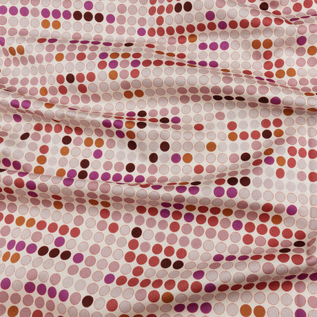 Stretch Cotton Sateen - Pink and Red Dots - Switchboard Soiree Print - Mood Exclusive Yesterday Collection