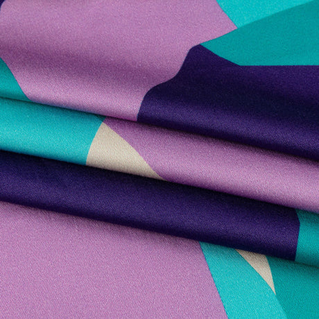 Stretch Cotton Sateen - Lilac and Turquoise Geometric Gems - Midnight Train to Georgia Print - Mood Exclusive Yesterday Collection