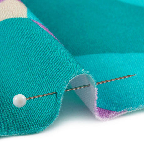 Stretch Cotton Sateen - Lilac and Turquoise Geometric Gems - Midnight Train to Georgia Print - Mood Exclusive Yesterday Collection