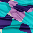 Stretch Cotton Sateen - Lilac and Turquoise Geometric Gems - Midnight Train to Georgia Print - Mood Exclusive Yesterday Collection