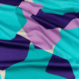 Stretch Cotton Sateen - Lilac and Turquoise Geometric Gems - Midnight Train to Georgia Print - Mood Exclusive Yesterday Collection