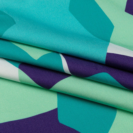 Stretch Cotton Sateen - Lime and Turquoise Geometric Gems - Midnight Train to Georgia Print - Mood Exclusive Yesterday Collection
