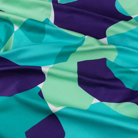 Stretch Cotton Sateen - Lime and Turquoise Geometric Gems - Midnight Train to Georgia Print - Mood Exclusive Yesterday Collection
