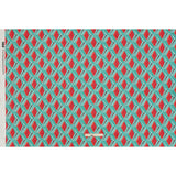 Stretch Cotton Sateen - Turquoise and Red Diamonds - Deco Delight Print - Mood Exclusive Yesterday Collection