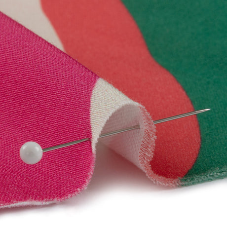Stretch Cotton Sateen - Red, Green and Pink Ogees - Age of Aquarius Print - Mood Exclusive Yesterday Collection