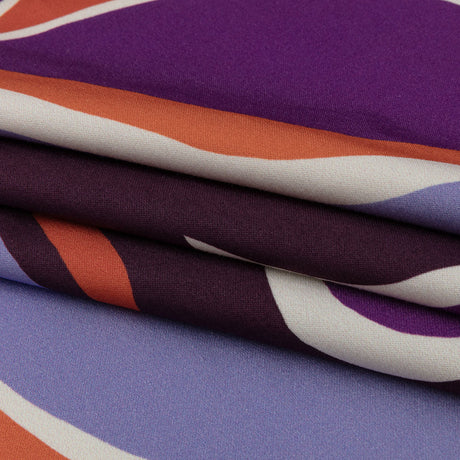 Stretch Cotton Sateen - Purple and Orange Ogees - Age of Aquarius Print - Mood Exclusive Yesterday Collection