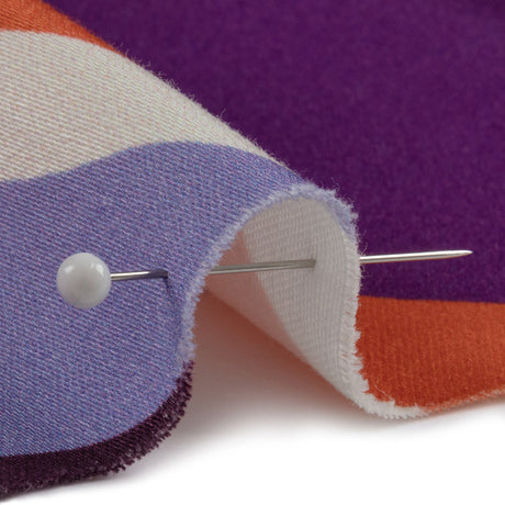 Stretch Cotton Sateen - Purple and Orange Ogees - Age of Aquarius Print - Mood Exclusive Yesterday Collection
