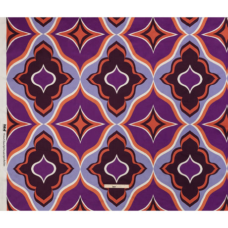 Stretch Cotton Sateen - Purple and Orange Ogees - Age of Aquarius Print - Mood Exclusive Yesterday Collection
