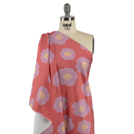 Stretch Cotton Sateen - Pink and Lilac Simple Floral - Cadillac Cutie Print - Mood Exclusive Yesterday Collection