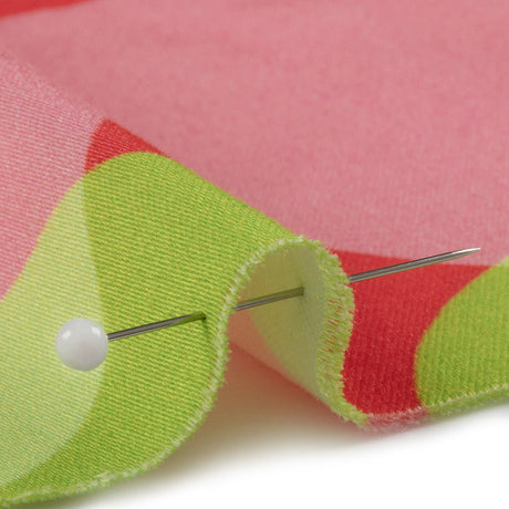 Stretch Cotton Sateen - Pink and Lime Floral - Soda Pop Petals Print - Mood Exclusive Yesterday Collection