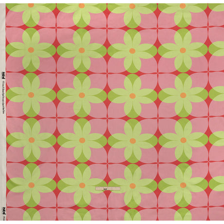 Stretch Cotton Sateen - Pink and Lime Floral - Soda Pop Petals Print - Mood Exclusive Yesterday Collection