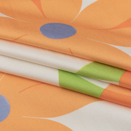 Stretch Cotton Sateen - Orange and White Floral - Soda Pop Petals Print - Mood Exclusive Yesterday Collection