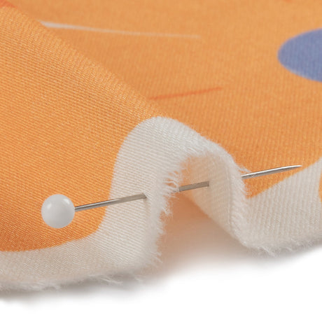 Stretch Cotton Sateen - Orange and White Floral - Soda Pop Petals Print - Mood Exclusive Yesterday Collection