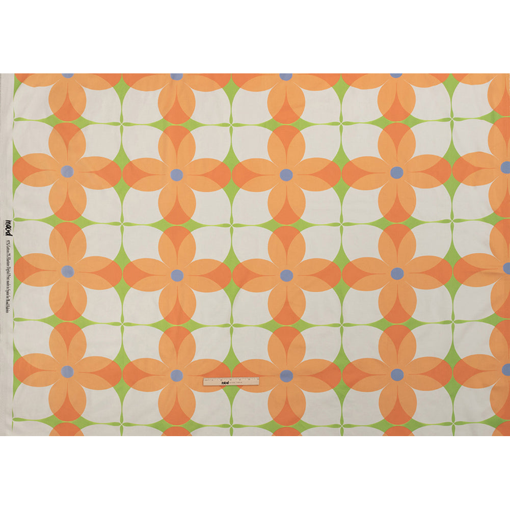 Stretch Cotton Sateen - Orange and White Floral - Soda Pop Petals Print - Mood Exclusive Yesterday Collection