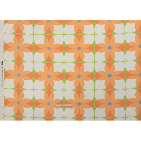 Stretch Cotton Sateen - Orange and White Floral - Soda Pop Petals Print - Mood Exclusive Yesterday Collection