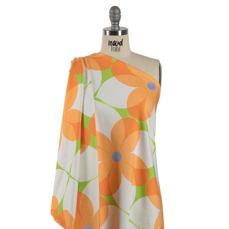 Stretch Cotton Sateen - Orange and White Floral - Soda Pop Petals Print - Mood Exclusive Yesterday Collection