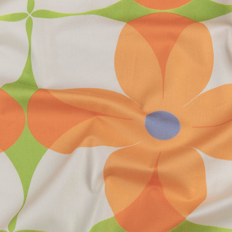 Stretch Cotton Sateen - Orange and White Floral - Soda Pop Petals Print - Mood Exclusive Yesterday Collection