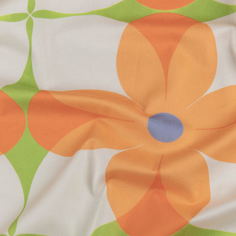 Stretch Cotton Sateen - Orange and White Floral - Soda Pop Petals Print - Mood Exclusive Yesterday Collection
