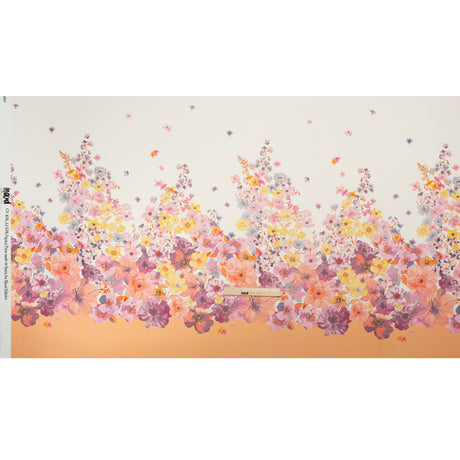 Viscose Georgette Panel - Orange and Purple Floral - Mood Exclusive Creamsicle Carnations Print