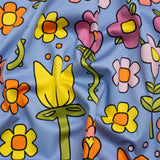 Stretch Cotton Sateen - Blue, Yellow and Purple Simple Floral - Mood Exclusive Atari Acres Print