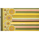 Linen and Rayon Woven - Yellow and Green Sunflowers Border and Stripes - Mood Exclusive Matilda's Garden Print