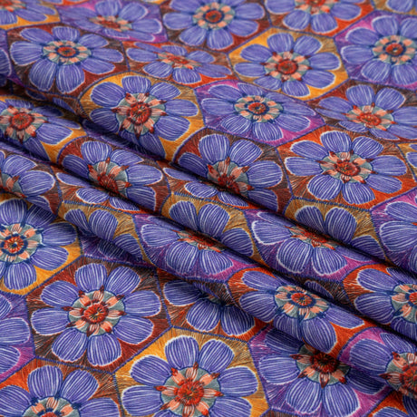 Luxe Polyester Crepe - Purple Honeycomb Florals - Mood Exclusive Bloom Honey Bloom Print