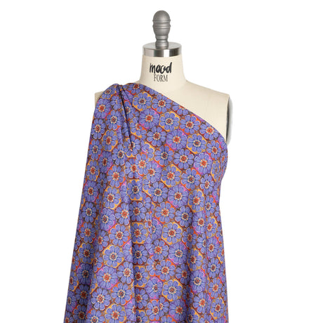 Luxe Polyester Crepe - Purple Honeycomb Florals - Mood Exclusive Bloom Honey Bloom Print