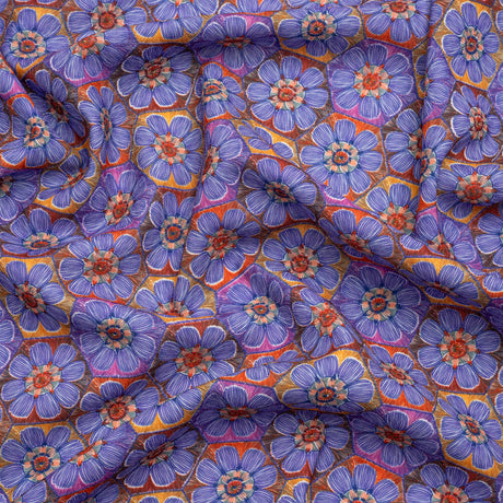 Luxe Polyester Crepe - Purple Honeycomb Florals - Mood Exclusive Bloom Honey Bloom Print