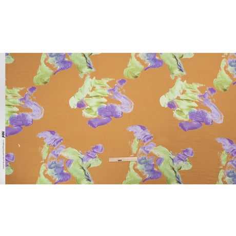 Viscose Crepe - Orange, Purple and Lime Brushstrokes - Mood Exclusive Tulip Impermanence Print