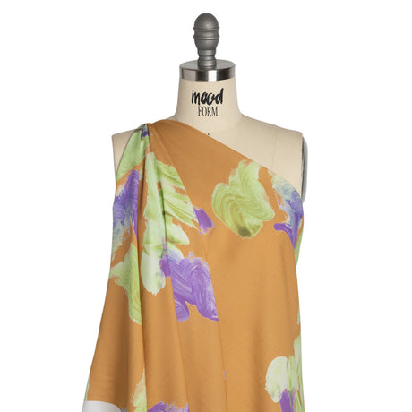 Viscose Crepe - Orange, Purple and Lime Brushstrokes - Mood Exclusive Tulip Impermanence Print