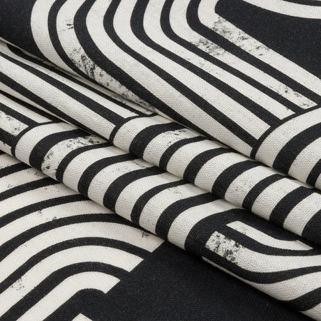 Linen and Rayon Woven - Black Geometric Arches - Submarine Dream Print - Mood Exclusive Palm Beach Collection