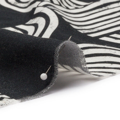 Linen and Rayon Woven - Black Geometric Arches - Submarine Dream Print - Mood Exclusive Palm Beach Collection
