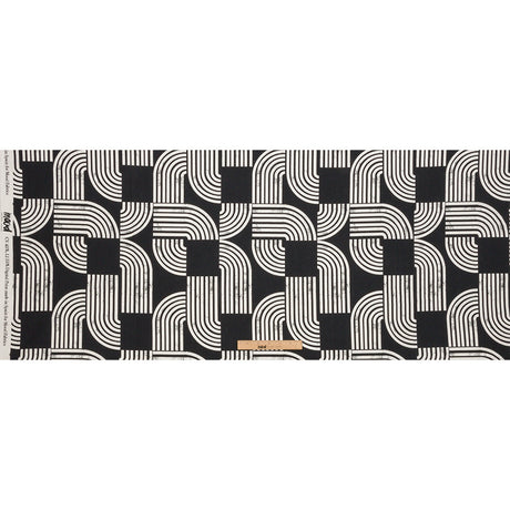 Linen and Rayon Woven - Black Geometric Arches - Submarine Dream Print - Mood Exclusive Palm Beach Collection