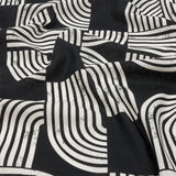 Linen and Rayon Woven - Black Geometric Arches - Submarine Dream Print - Mood Exclusive Palm Beach Collection