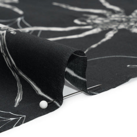 Cotton Voile - Black and White Spiders - Mood Exclusive Tantalizing Tarantulas Print