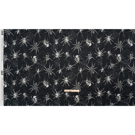 Cotton Voile - Black and White Spiders - Mood Exclusive Tantalizing Tarantulas Print