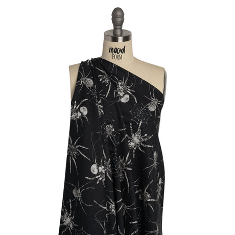 Cotton Voile - Black and White Spiders - Mood Exclusive Tantalizing Tarantulas Print