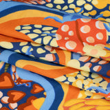Rayon Challis - Orange and Blue Butterflies and Doodles - Sunbeam Garden Print - Mood Exclusive Chariot Collection